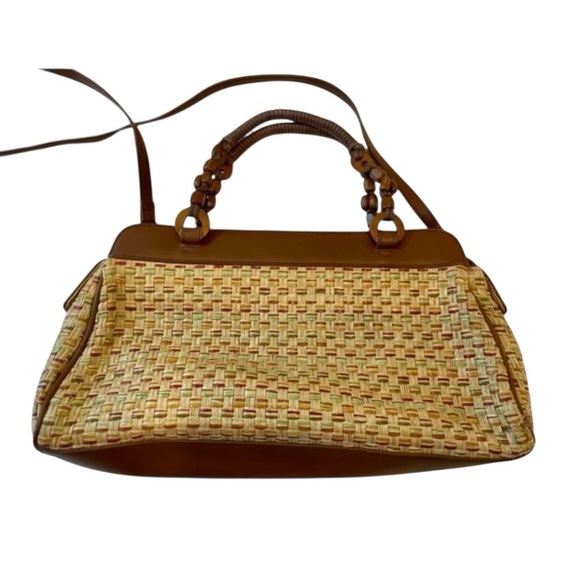 Vintage Etienne Aigner Woven Wood Brown Hand/Long Strap Boho Style Purse - Picture 3 of 14